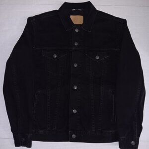ZARA MEN'S BUTTON UP BLACK DENIM JACKET